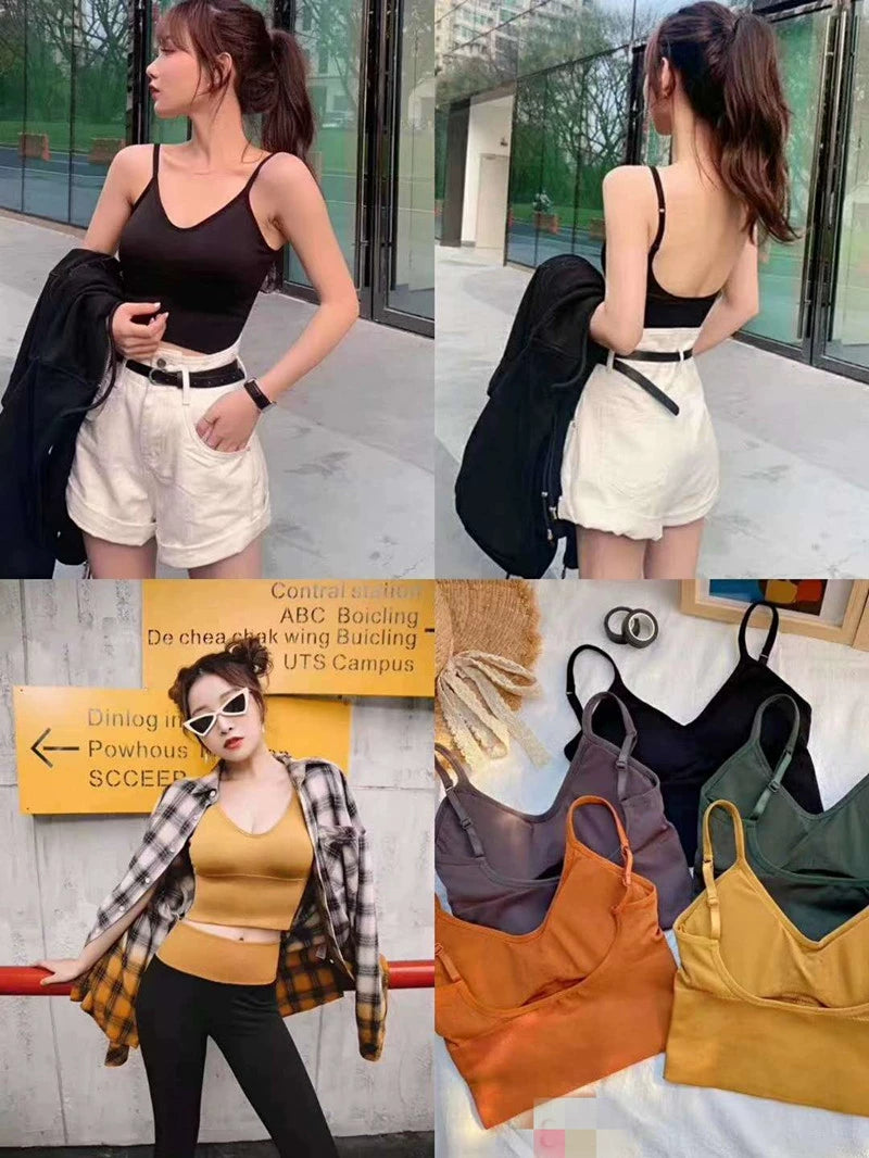 CGF00888-27B u型露背美背內衣女無鋼圈薄款背心式文胸吊帶抹胷罩(5色)