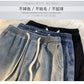 CBAKJ2368-1B 美式大口袋工裝牛仔褲復古潮牌寬鬆直筒闊腿褲(3色)