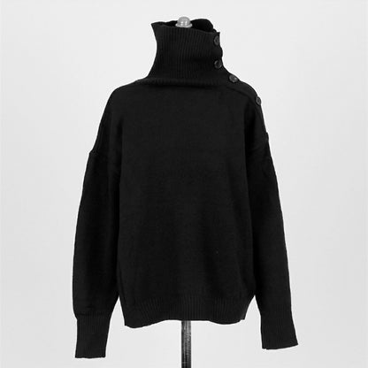 CGD3062-40B 秋冬簡約露肩高領寬鬆慵懶風長袖毛衣(3色)
