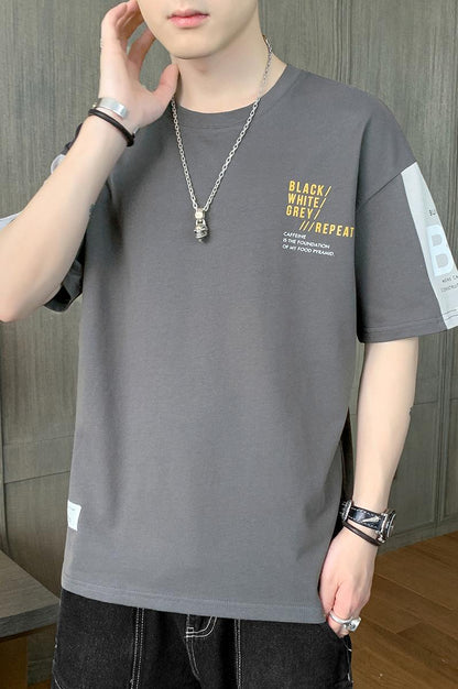 CBEM81131-103-1B 夏季男士短袖T恤純棉上衣服圓領寬鬆潮牌男生半袖青少年(3色)
