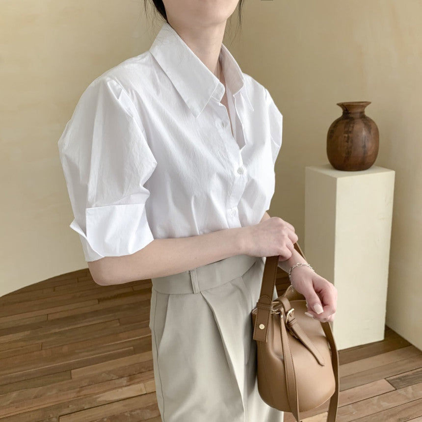 CGD9557-36H 夏季新款韓版短袖簡約設計百搭氣質小眾襯衫衣(3色)