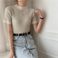 CGE940-88B 撞色波浪條紋冰絲打底衫短袖針織百搭T恤(2色)