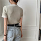 CGE940-88B 撞色波浪條紋冰絲打底衫短袖針織百搭T恤(2色)