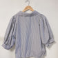 CGE6301-68B 復古五分袖條紋襯衫(2色)