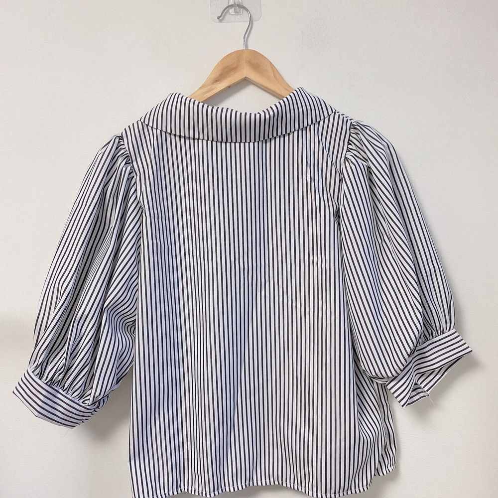 CGE6301-68B 復古五分袖條紋襯衫(2色)