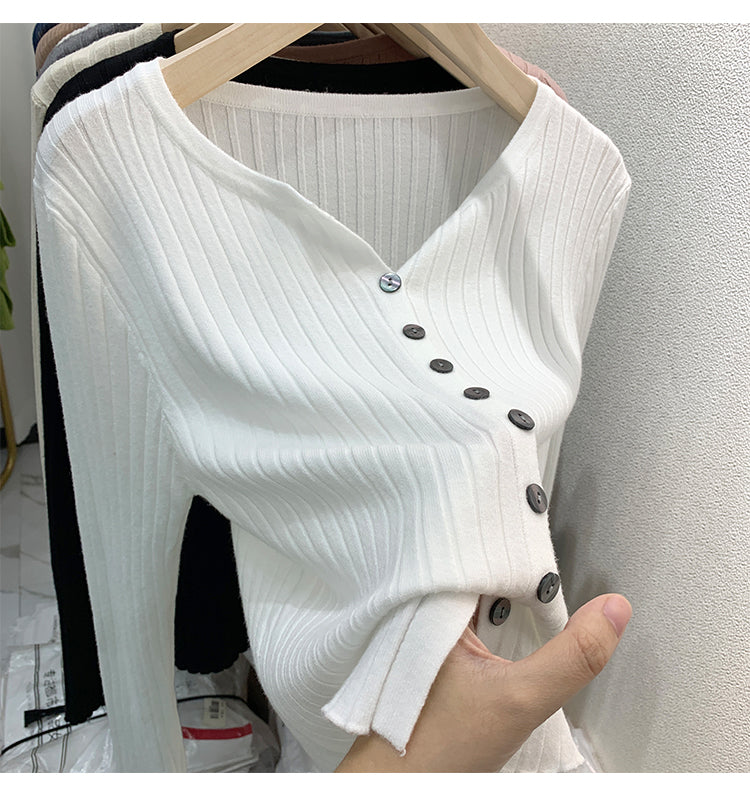 CGDDG-6606-2-42B 冰絲針織V領衫秋冬薄款長袖(8色)