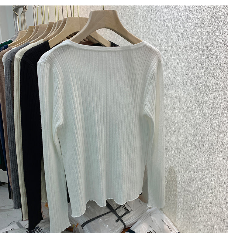 CGDDG-6606-2-42B 冰絲針織V領衫秋冬薄款長袖(8色)