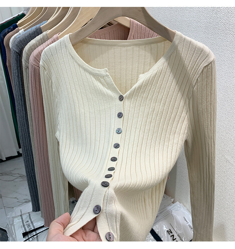 CGDDG-6606-2-42B 冰絲針織V領衫秋冬薄款長袖(8色)