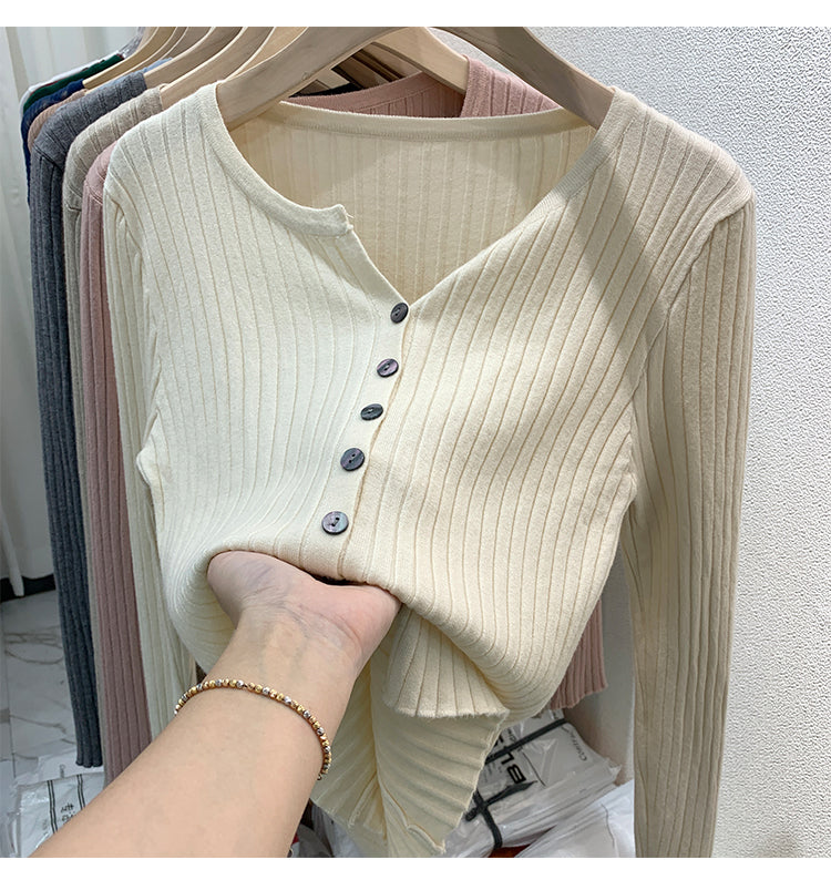 CGDDG-6606-2-42B 冰絲針織V領衫秋冬薄款長袖(8色)