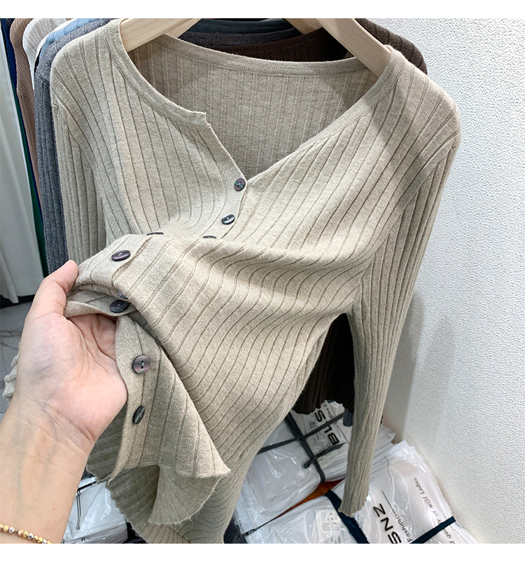 CGDDG-6606-2-42B 冰絲針織V領衫秋冬薄款長袖(8色)