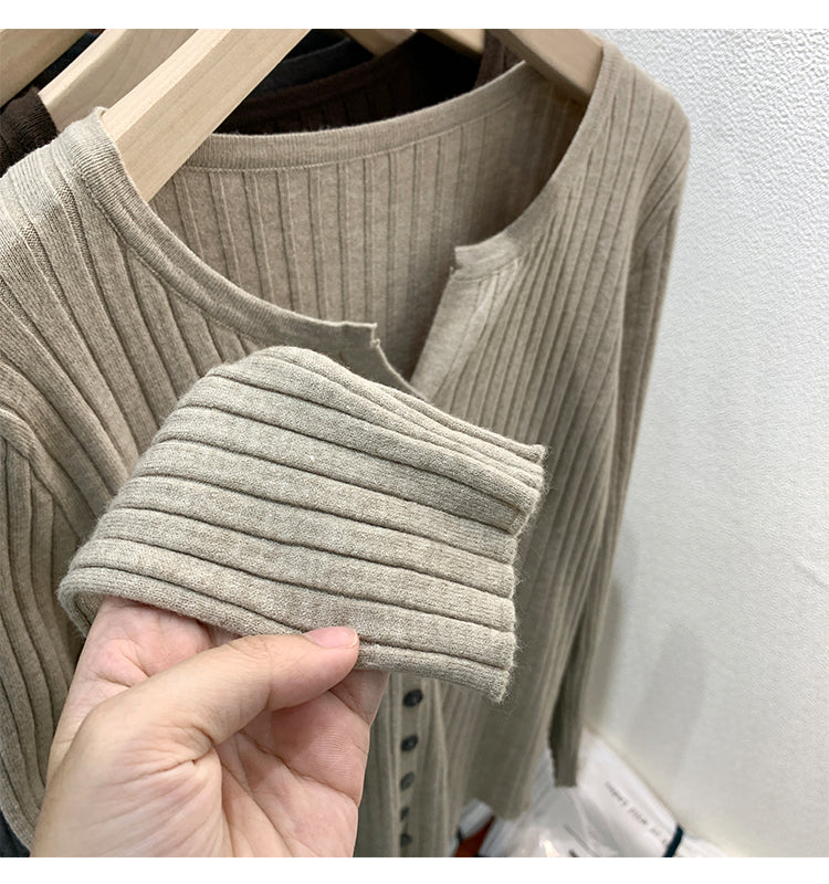 CGDDG-6606-2-42B 冰絲針織V領衫秋冬薄款長袖(8色)