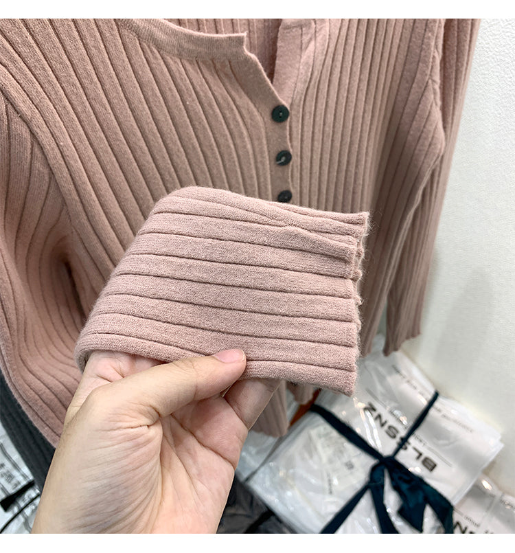 CGDDG-6606-2-42B 冰絲針織V領衫秋冬薄款長袖(8色)