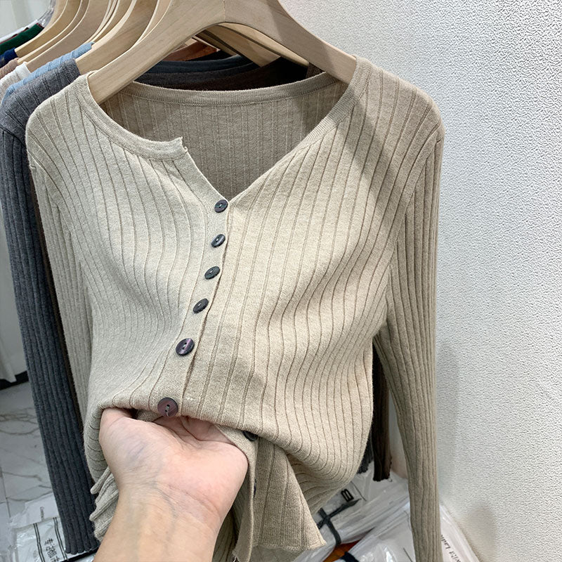 CGDDG-6606-2-42B 冰絲針織V領衫秋冬薄款長袖(8色)