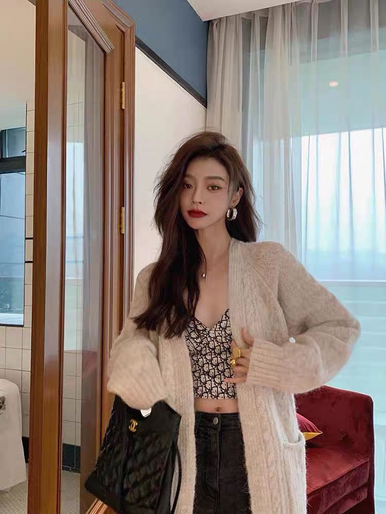 CGC3243-119B 春秋季中長款開衫針織外套(2色)