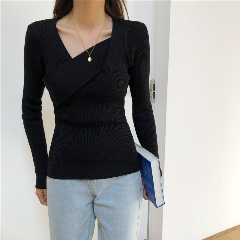 📺︎︎ CGD141-88B 秋冬不規則修身長袖內搭打底針織衫(7色)