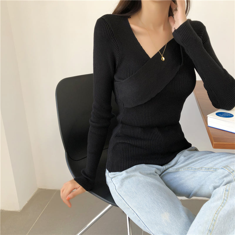 📺︎︎ CGD141-88B 秋冬不規則修身長袖內搭打底針織衫(7色)