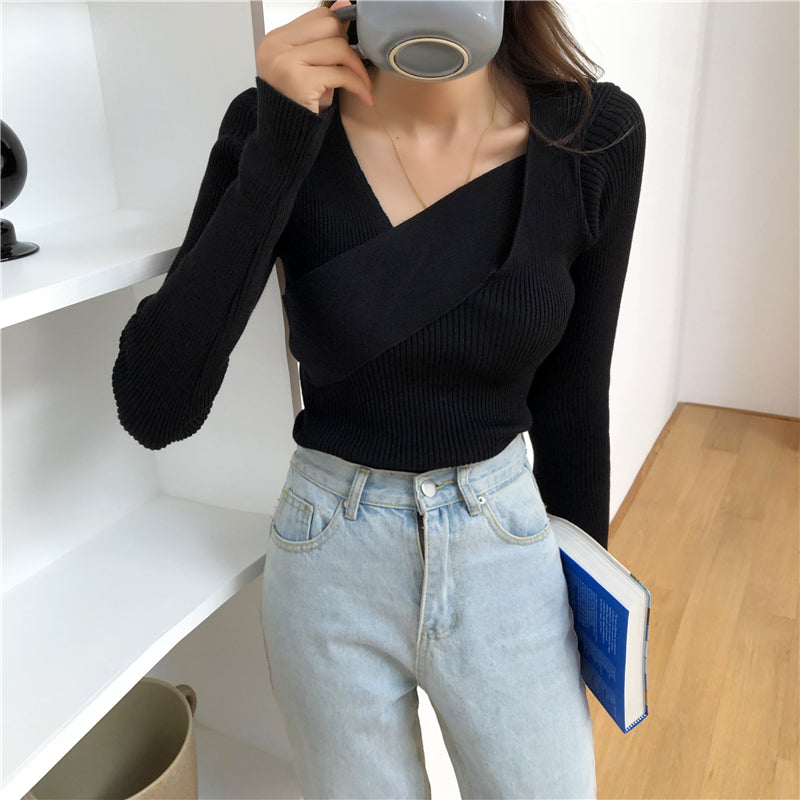 📺︎︎ CGD141-88B 秋冬不規則修身長袖內搭打底針織衫(7色)