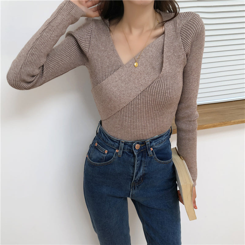 📺︎︎ CGD141-88B 秋冬不規則修身長袖內搭打底針織衫(7色)