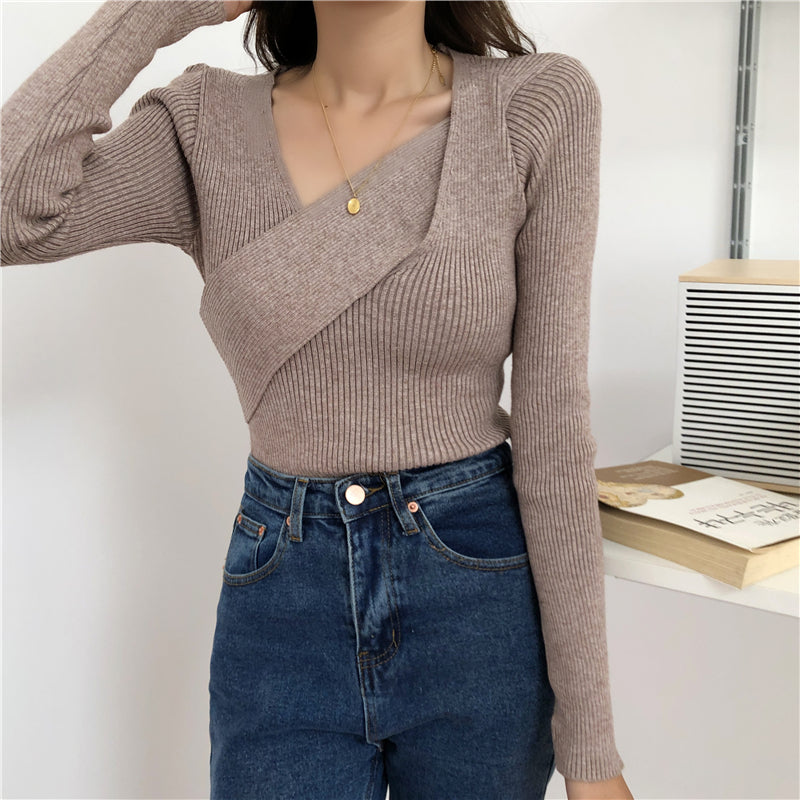 📺︎︎ CGD141-88B 秋冬不規則修身長袖內搭打底針織衫(7色)