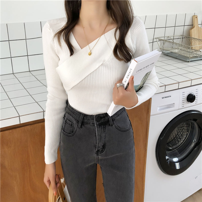 📺︎︎ CGD141-88B 秋冬不規則修身長袖內搭打底針織衫(7色)