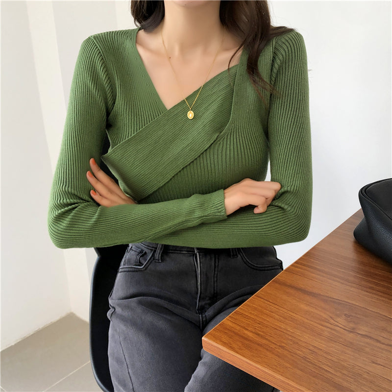 📺︎︎ CGD141-88B 秋冬不規則修身長袖內搭打底針織衫(7色)