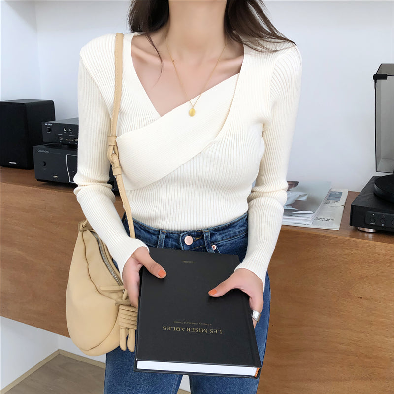 📺︎︎ CGD141-88B 秋冬不規則修身長袖內搭打底針織衫(7色)