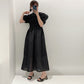 CGB2346-16B 褶皺感泡泡袖連衣裙(2色)