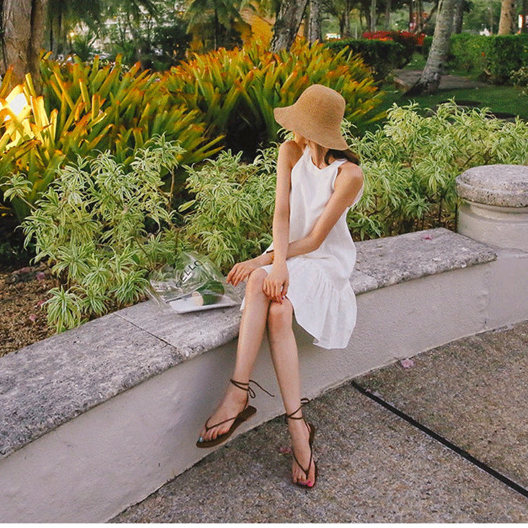 CGB150-40B 掛脖裙夏小香風無袖連衣裙(2色)