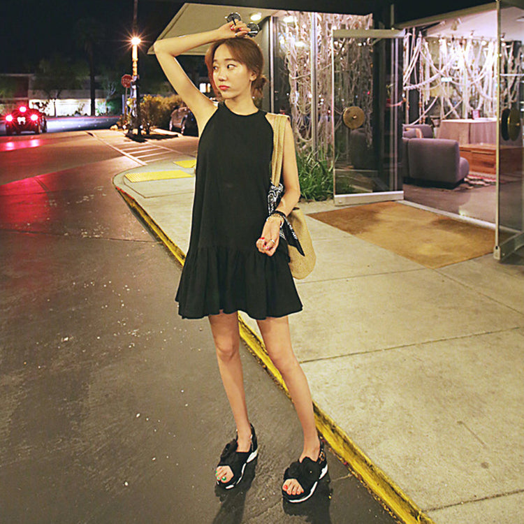 CGB150-40B 掛脖裙夏小香風無袖連衣裙(2色)