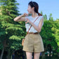 CGFC22B4496-36H 夏季休閒時尚法式無袖上衣鹽系穿搭高級感兩件套裝褲