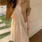 CGB842-120B 百搭後擺開叉襯衫外套+奶杏色吊帶連衣裙套裝