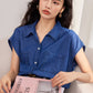 CGF8510-17B 復古牛仔背心輕薄棉上衣夏百搭無袖襯衫(2色)