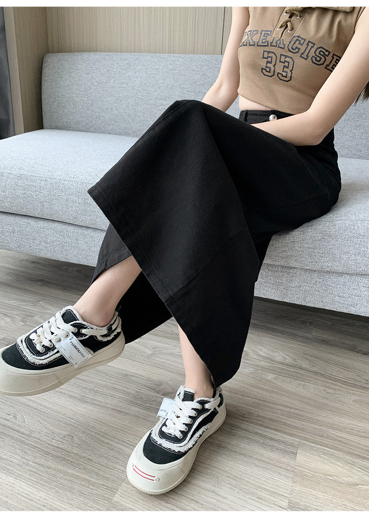 📺︎︎ CGS8080-82B 洗水牛仔A字半身裙中長款夏高腰包臀裙(3色)