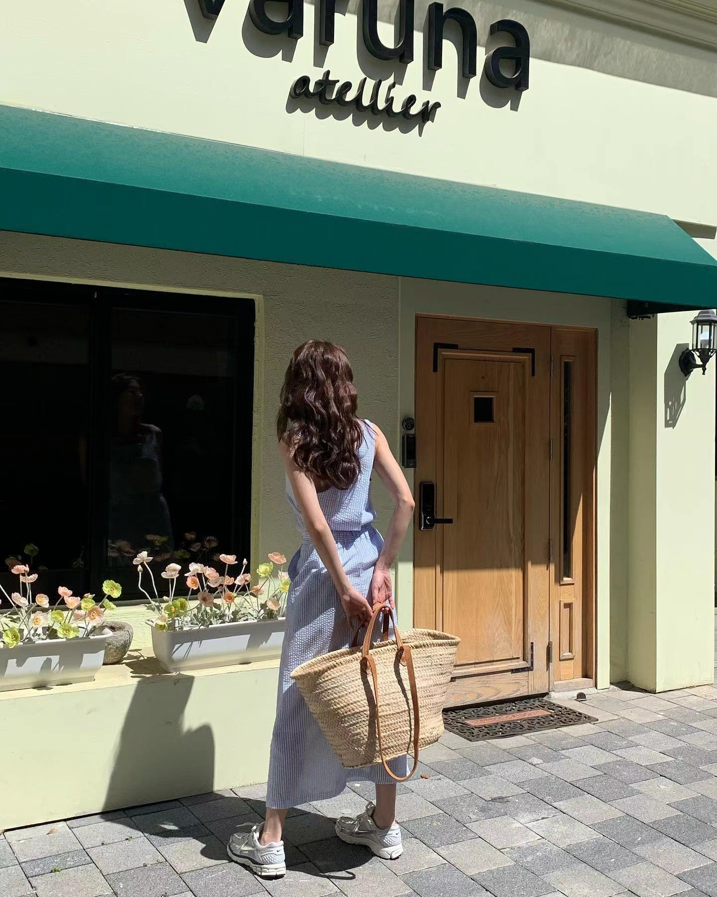 CGB3244-36H 條紋方領背心+半身裙兩件套套裝