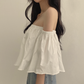 CGE1338-21B 小眾喇叭袖一字肩抹胸短款襯衣
