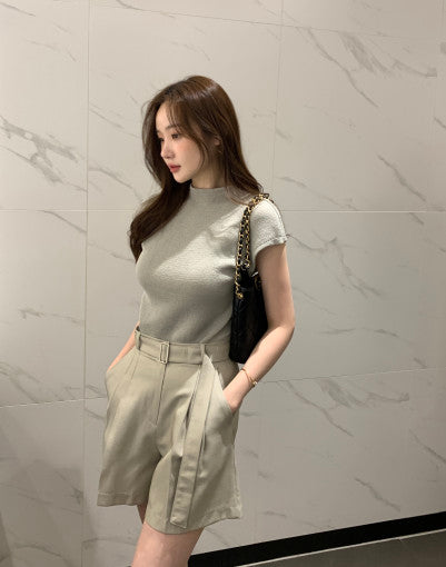 CGE8874-77B韓國ins夏季簡約立領針織衫女顯瘦氣質减齡上衣