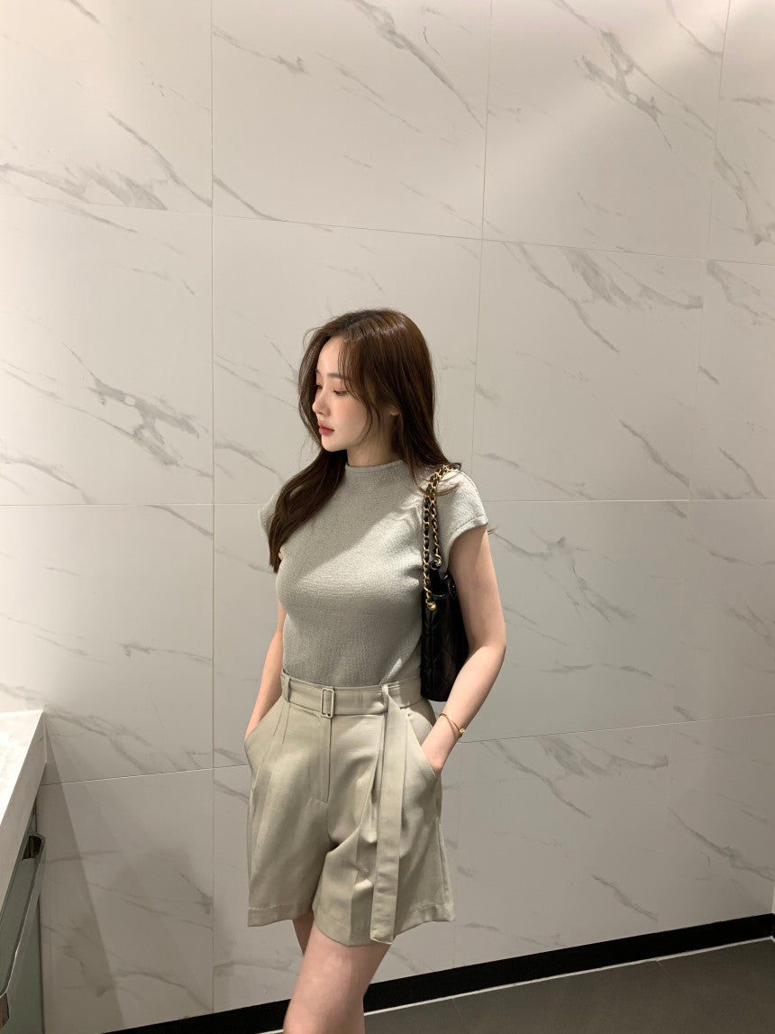 CGE8874-77B韓國ins夏季簡約立領針織衫女顯瘦氣質减齡上衣