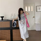 CGB5339-120B 夏日百搭超大印花無袖墊肩T恤連衣裙