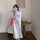CGB5339-120B 夏日百搭超大印花無袖墊肩T恤連衣裙