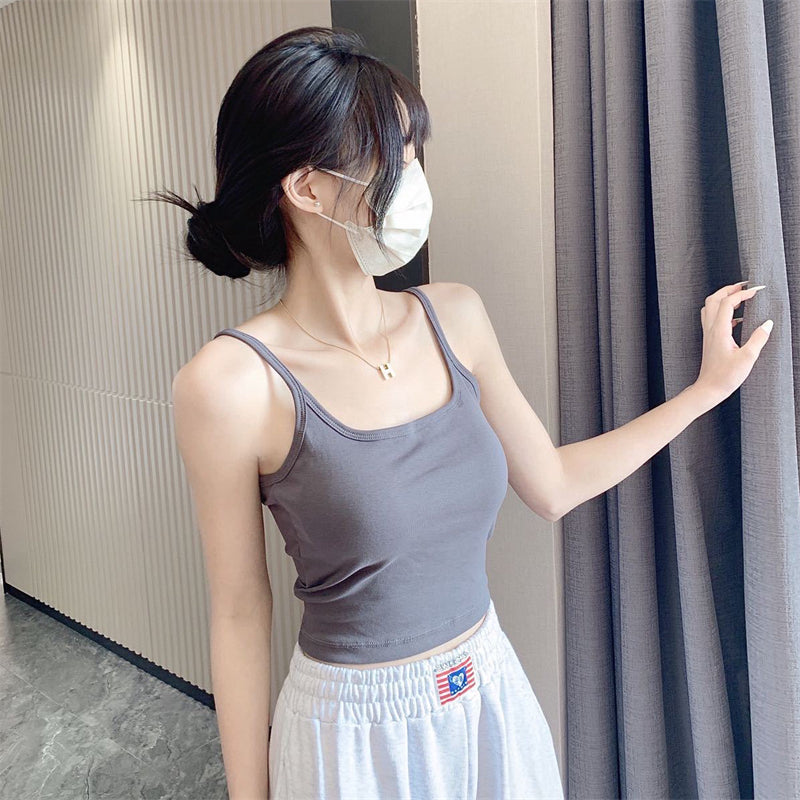 CGF1035-30B 百搭純棉背心少短版內衣帶胸墊美背可外穿抹胸裹胸(3色)