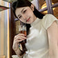 CGE6507-9B 韓版氣質修身不規則設計感純色落肩短袖針織上衣(3色)