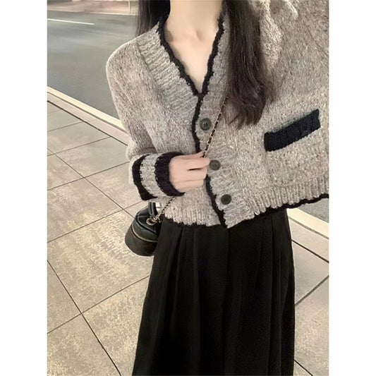 CGD70422-54B 奶糯針織開衫春秋拼色毛衣