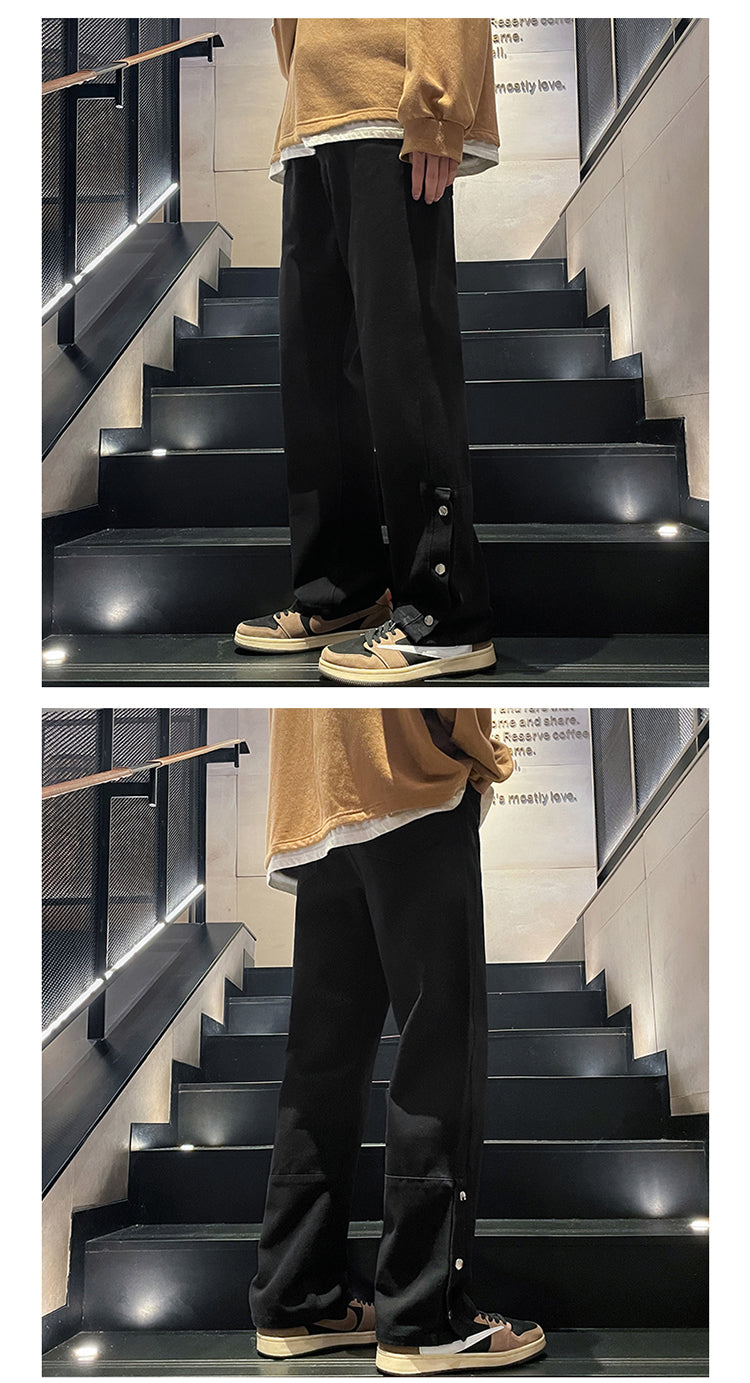 CBAYD748-4-1B 春秋美式港風側邊排扣牛仔褲(2色)