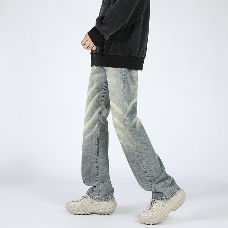 CBAK-S2376-1B美式紮染復古條紋牛仔褲