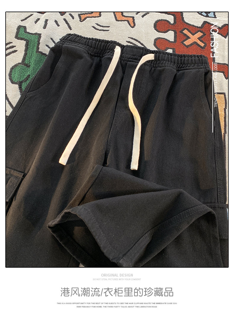 CBAKJ2368-1B 美式大口袋工裝牛仔褲復古潮牌寬鬆直筒闊腿褲(3色)