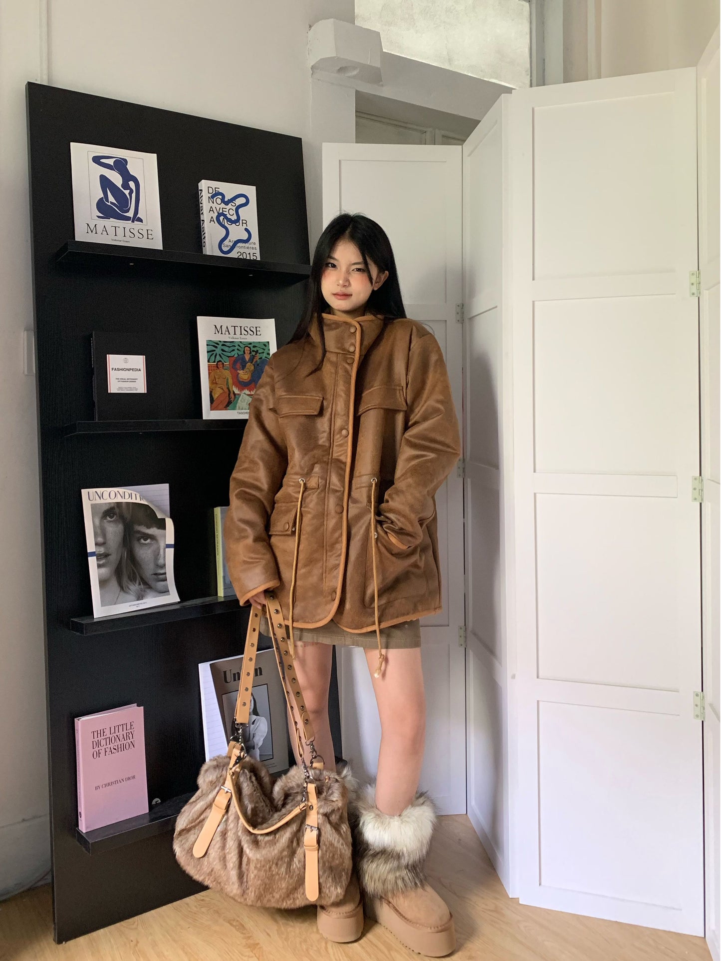 CGC0039-73B 冬美式高級感小眾加厚絨棉服寬鬆復古兩面穿羊羔毛棉衣
