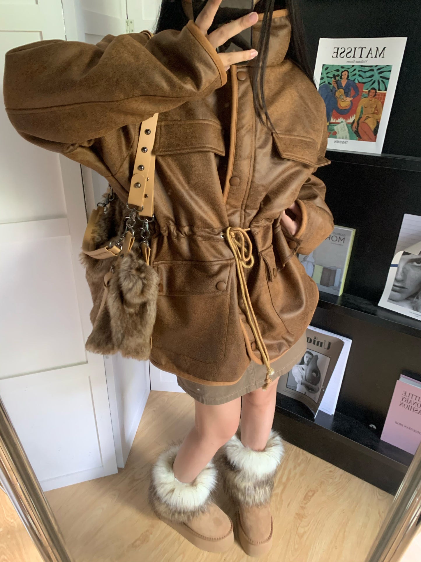 CGC0039-73B 冬美式高級感小眾加厚絨棉服寬鬆復古兩面穿羊羔毛棉衣