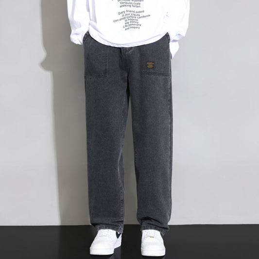 CBAT-G79-2-1B 直筒寬鬆潮牌美式高街闊腿拖地休閒長褲(4色)