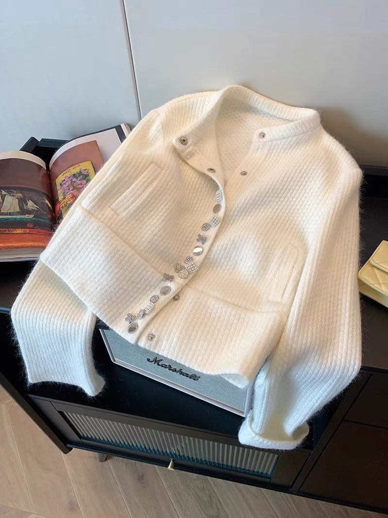 CGC7032-119B 秋冬多紐扣圓領針織外套