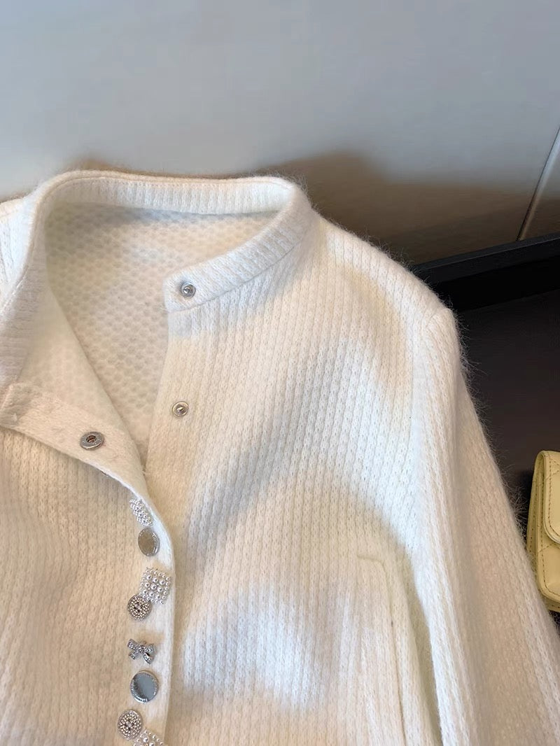 CGC7032-119B 秋冬多紐扣圓領針織外套